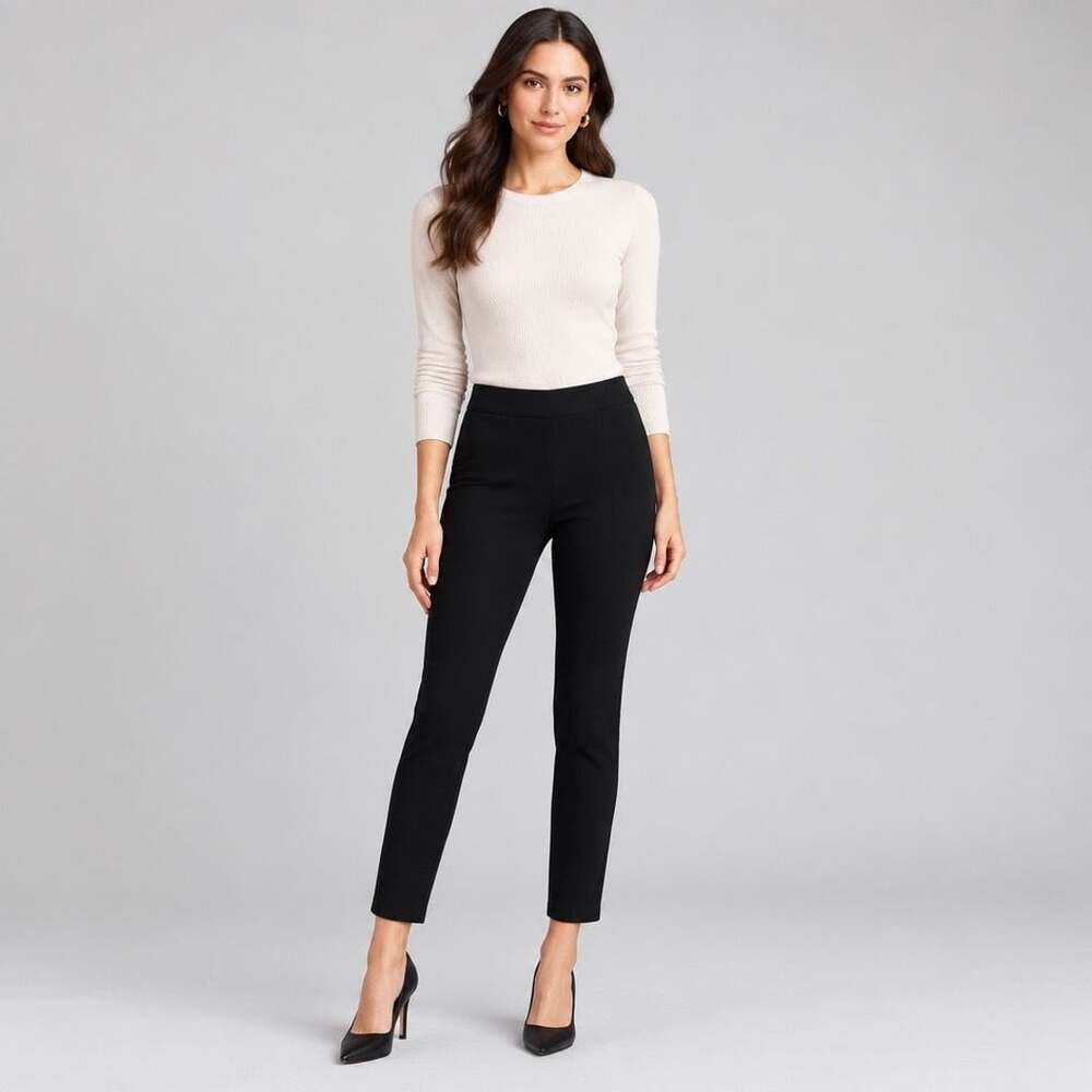 Eileen Fisher Pull-On Ankle Pants Size XS Black Slim Stretch